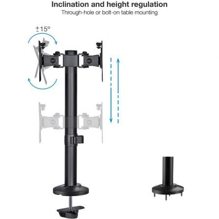 Tooq Soporte de Mesa para 2 Pantallas 17-32, DB1132TN-B, Negro